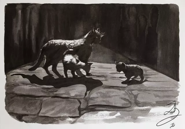 Promenade au clair de lune — Encre